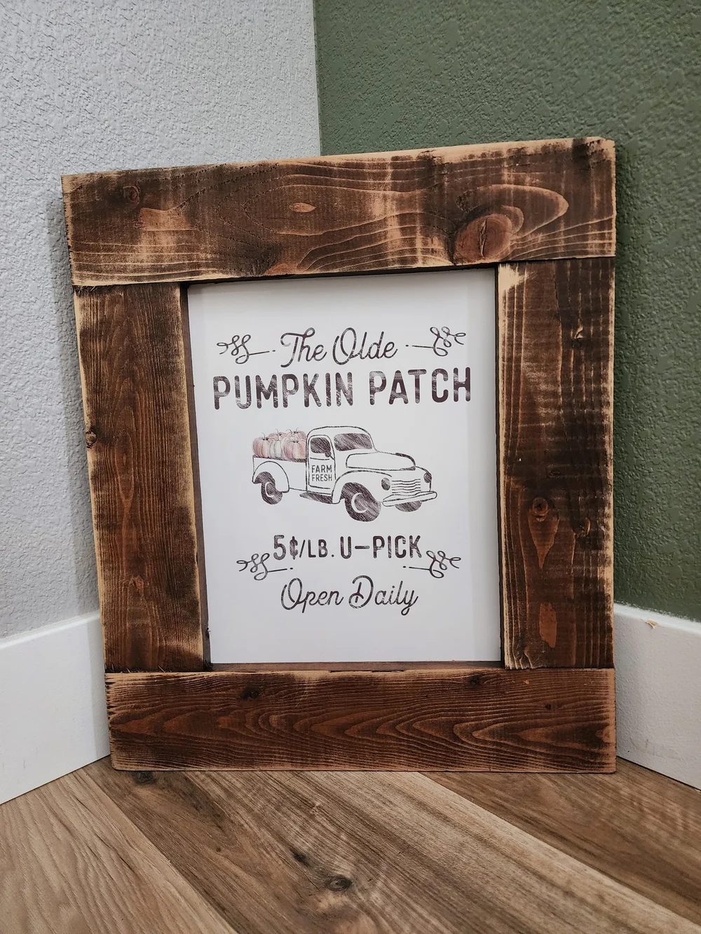 Rustic Pumpkin Patch Framed Wall Art - Brown and White